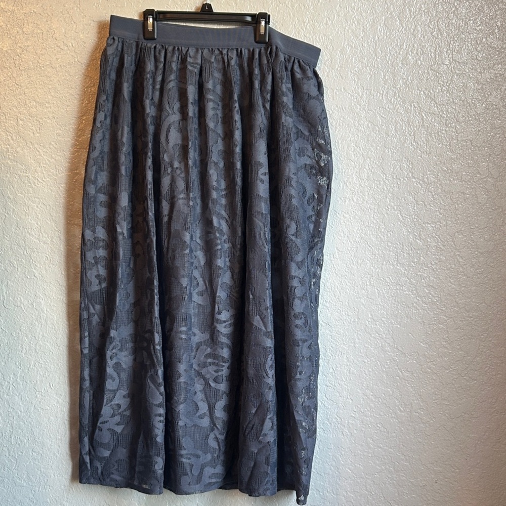 Lane Bryant Steel Gray/blue Lace Overlay A-Line Maxi Midi Skirt 14/16
